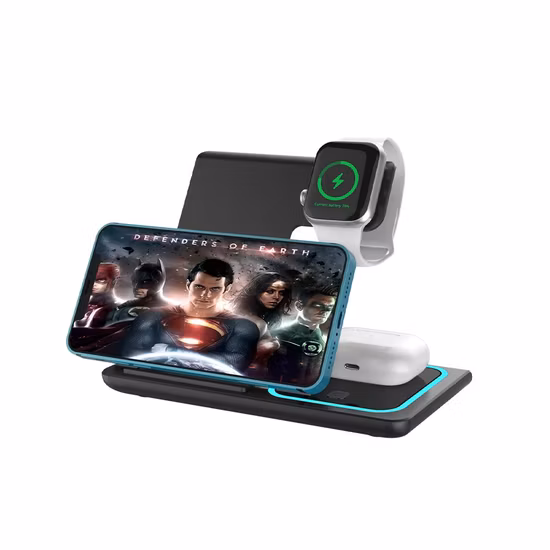 2023 Popular 15W de carregamento rápido dobrável 3 em 1 carregador sem fio para iPhone iWatch Airpods